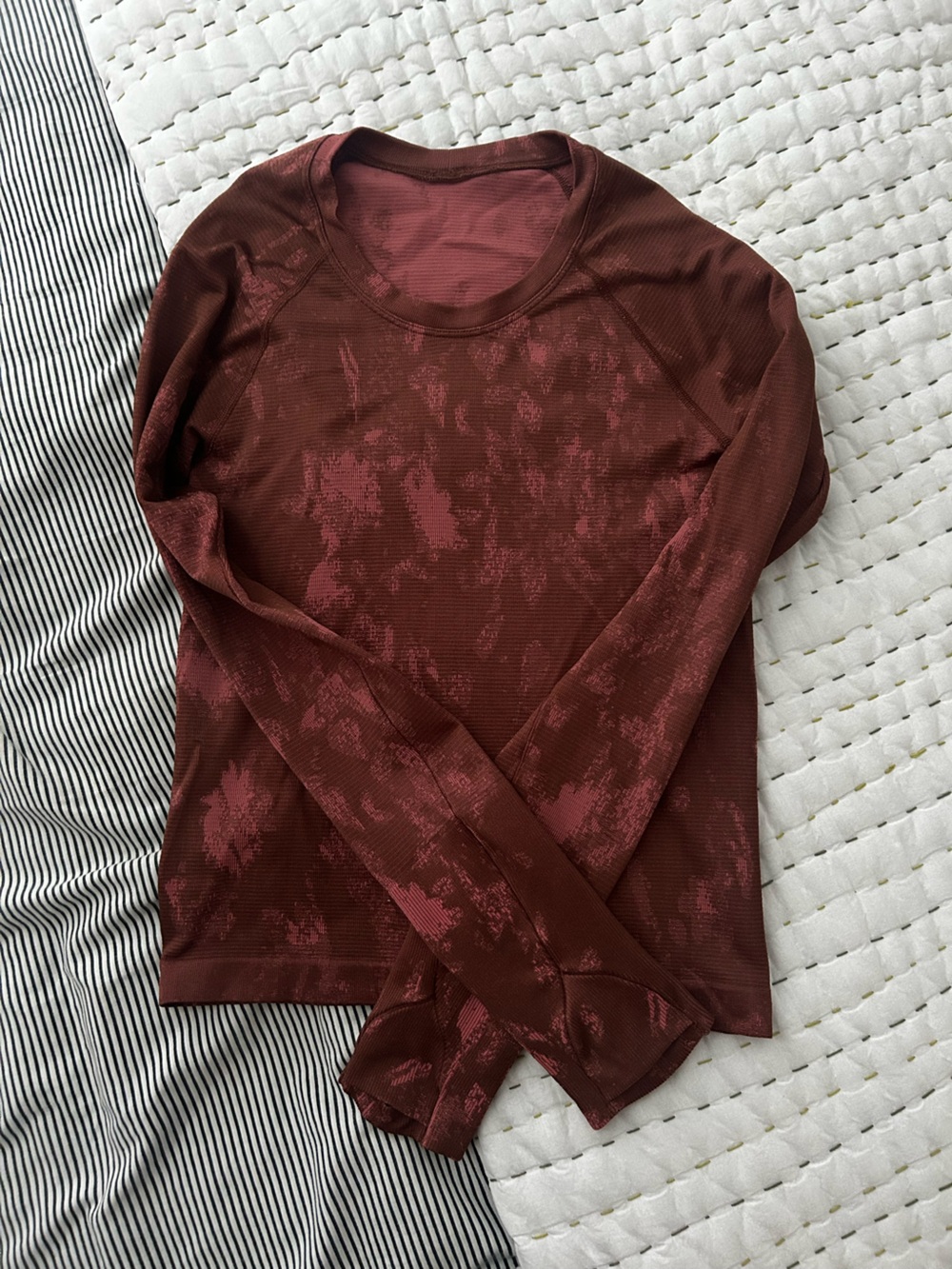 Lululemon Ribbed Long Sleeve Top in Burnt Red